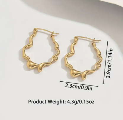 T❺❶🌻1 Par de Pendientes de Aro de Acero Inoxidable