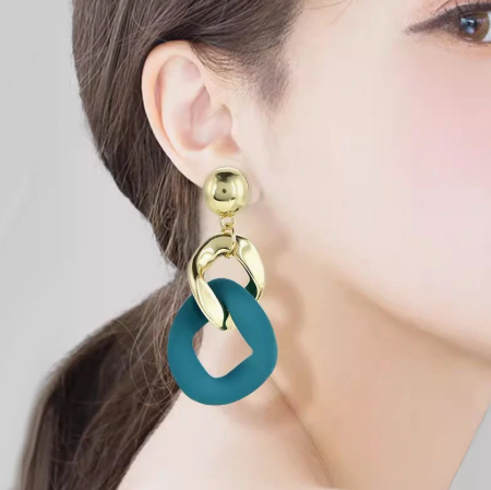 T❹❺🦋1 Par de Pendientes de Acero Acrylico Elegantes Geométricos