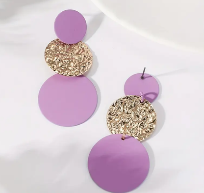 T❹❺🦋Pendientes Redondos de Dos Tonos Bohemios para Mujer