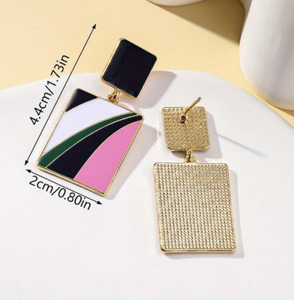 T❹❺🦋Par de Pendientes Rectangulares Elegantes para Mujer