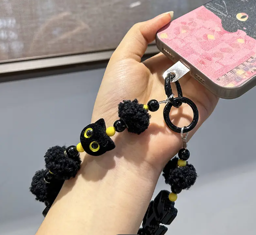 T❸❷🍁1 pieza de lindo gato con cuentas de teléfono, encanto de gatito de acrílico