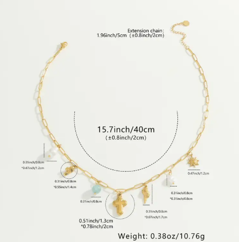 T❹❺🦋pc LNCHRAN Collar Hipoalergénico de Acero Inoxidable 304L para Mujer