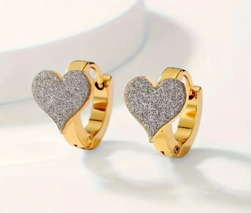 T❷❼😍1 Par de Elegantes Pendientes de Botón en Forma de Corazón Esmerilados - Acero Inoxidable, Perfectos para Atuendo Casual y Regalos, Estilo Clásico y Moderno, Pendientes Novedosos