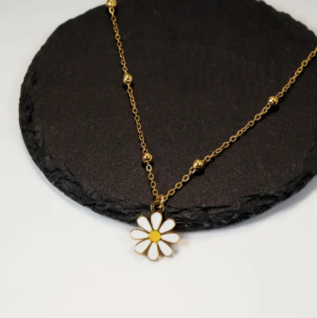 T❹❾💥Un elegante y sencillo collar de acero inoxidable chapado en oro de 18 quilates