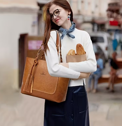 T❹❾💥Bolso elegante para mujer, estilo retro con borlas, gran capacidad
