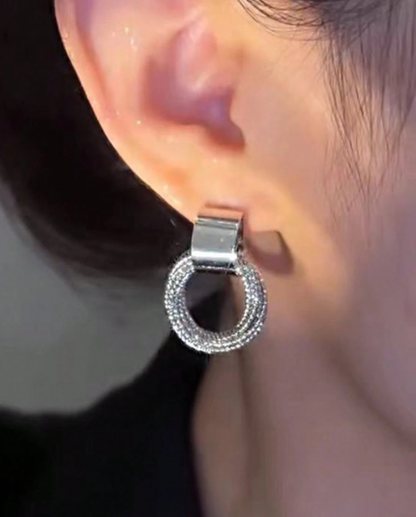 T❹❶💐1 par de pendientes minimalistas de lujo, informales, redondos y multicapa