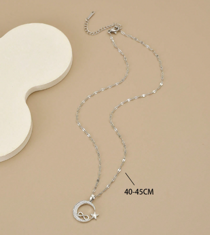 ❹❽🌻1 pieza Collar de acero inoxidable con dije de estrella y luna infinita