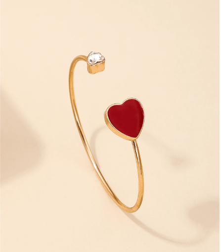 🍓Pulsera De Metal Con Forma De Corazón Rojo