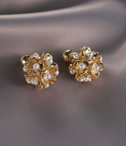 ❹❽🌻Aretes Con Decoración De Perlas Sintéticas
