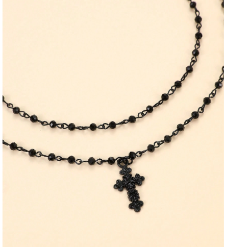 ❹❽🌻2 piezas Collares con colgante de cruz estilo gótico