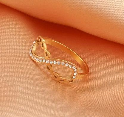 T❹❹🍂Anillo elegante y sencillo con nota musical de infinito, acero inoxidable
