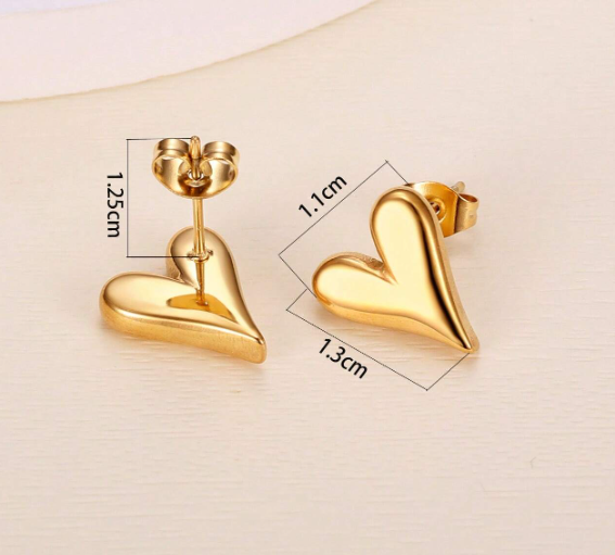 ❶❹⭐❶❷🩷1 par Pendientes de tachuela de moda de acero inoxidable con corazón