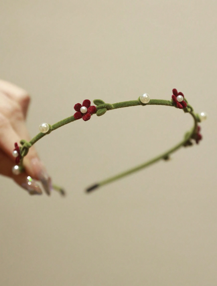 ❾☘️Pieza Diadema Elegante De Aleación De Perlas Con Diseño De Flor