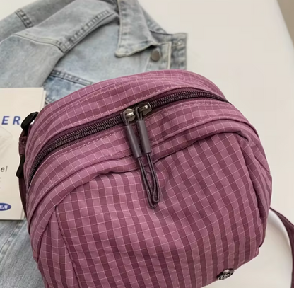 T❺❺🍂Bolso cruzado de nylon negro elegante para mujer con diseño de bloques de colores dobles