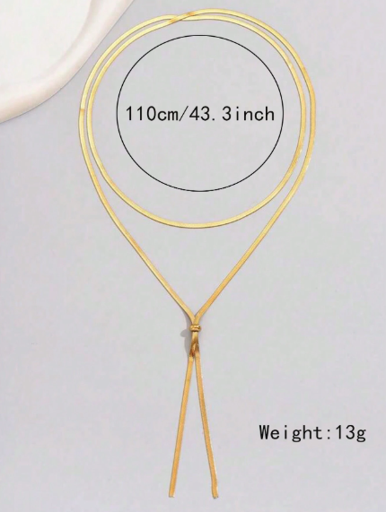 ❹❽🌻Un collar de cadena con colgante de hoja de acero inoxidable simple y largo