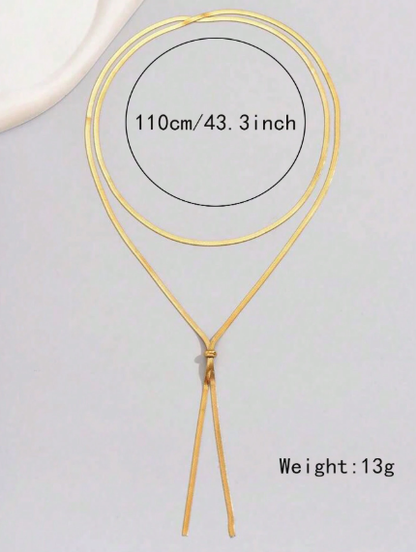 ❹❽🌻Un collar de cadena con colgante de hoja de acero inoxidable simple y largo