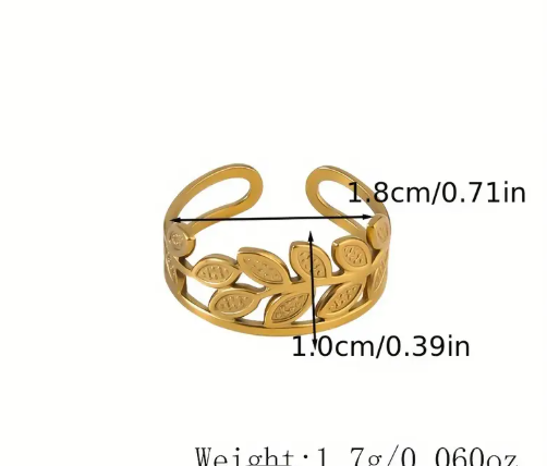 T❹❹🍂Anillo de rama de oliva de acero inoxidable elegante