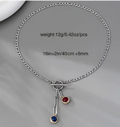 T❹❾💥1pc Collar Minimalista de Acero Inoxidable para Mujer con Colgante de Piedra Natural