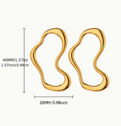 T❹❻🌹1pz Pendientes Elegantes de Acero Inoxidable en Tono Dorado Estilo Bohemio