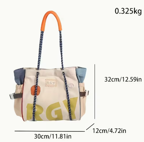T❺❶🌻Bolso de nylon elegante con diseño de contraste, múltiples bolsillos y correas resistentes, ideal para la oficina, trabajo, negocios y viajes, perfecto para adolescentes, estudiantes universitarias y mujeres profesionales