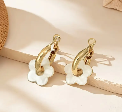 T❹❹🍂2 piezas/set Pendientes de aro Boho Elegantes con Flor