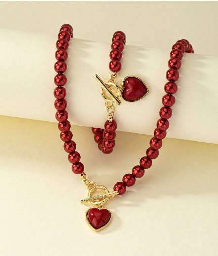 ❶❶🍎Conjunto de collares y pulseras en forma de corazón