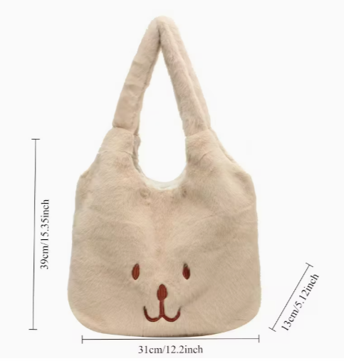 T❺❹🍂1 ud. Bolso tote de felpa lindo para mujer - Bolso de hombro suave de poliéster con adorable diseño de dibujos animados