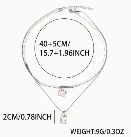 T❺❸💫1 pieza de collar de capas con estampado de garras de gato elegante y lindo