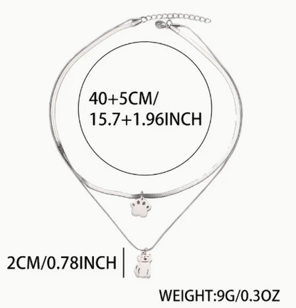 T❺❸💫1 pieza de collar de capas con estampado de garras de gato elegante y lindo