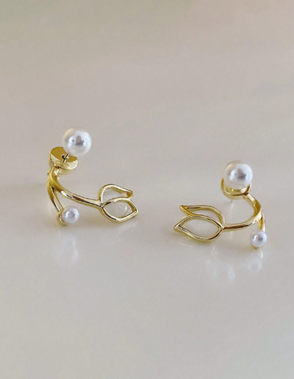 ❶❽🌟1 par de elegantes pendientes de tubo con perla falsa, pendientes a juego de moda