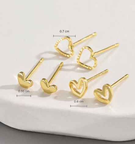 ❷⓿☀️6 piezas/set pendientes huecos en forma de corazón para uso diario de las mujeres