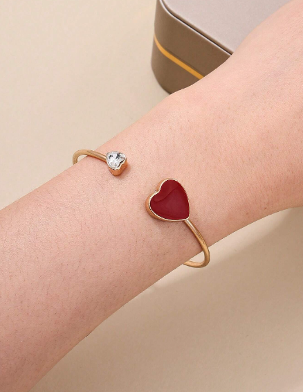 🍓Pulsera De Metal Con Forma De Corazón Rojo