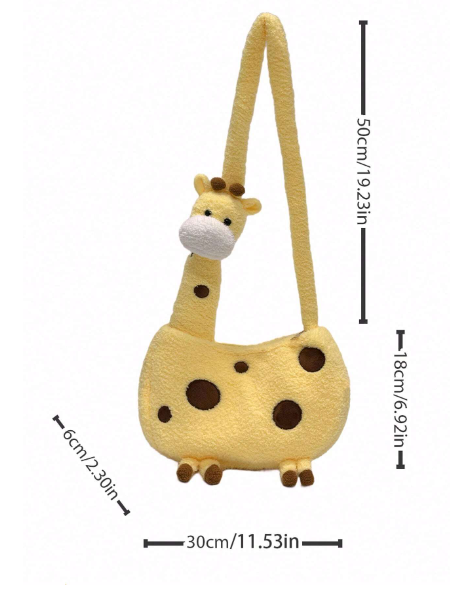 ❶❺ 🍄Bolso bandolera de peluche de jirafa de dibujos animados lindo, bolso de hombro personalizado con muñeca