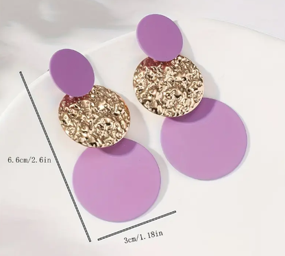 T❹❺🦋Pendientes Redondos de Dos Tonos Bohemios para Mujer