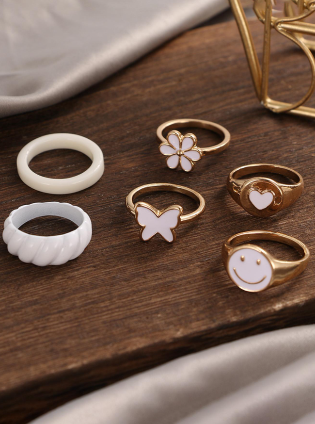 ❽❣️6 piezas Anillo con diseño de mariposa