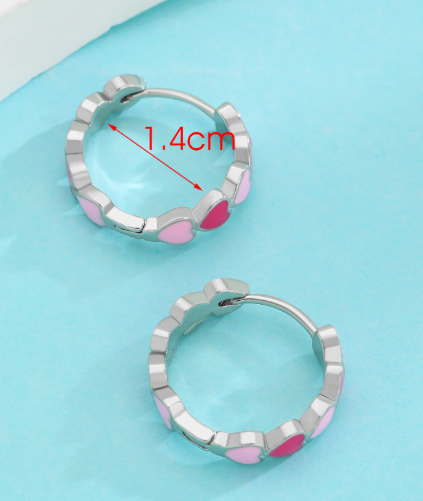 ❹❽🌻1 par de pendientes con diseño de corazón en forma de pintura al óleo y detalles con forma de corazón