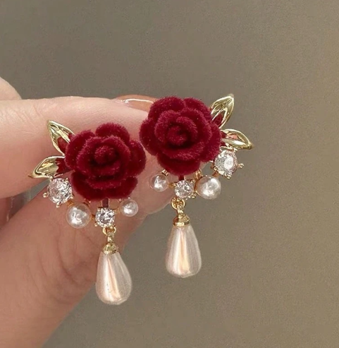 ❹❺🦋1 par de pendientes colgantes con perla