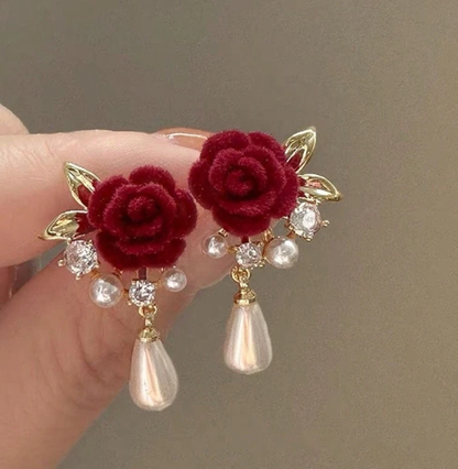 ❹❺🦋1 par de pendientes colgantes con perla
