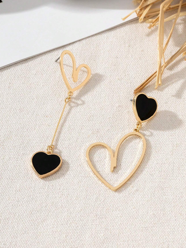 💚Un par de dulces y elegantes pendientes de aro con colgante en forma de corazón de metal como regalo de cumpleaños, aniversario o para una cita