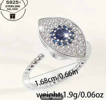 T❹❶💐Anillo ajustable de plata de 925 para mujeres - Estilo lujoso