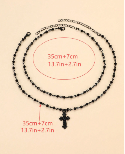 ❹❽🌻2 piezas Collares con colgante de cruz estilo gótico