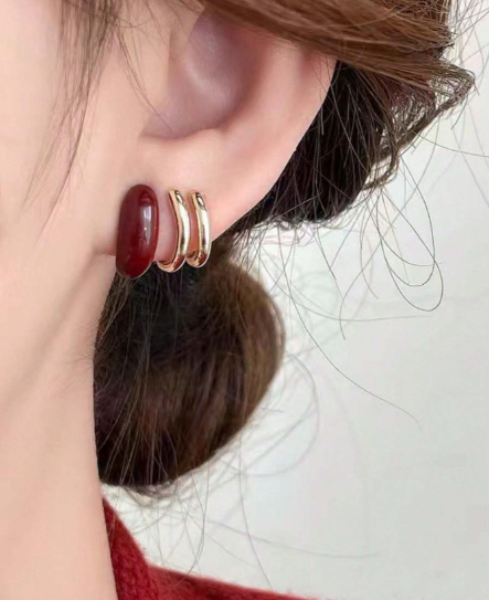 ❷⓿☀️1 par de aretes únicos de color vino tinto, aretes de nicho de alta gama para mujeres, adecuados para el invierno