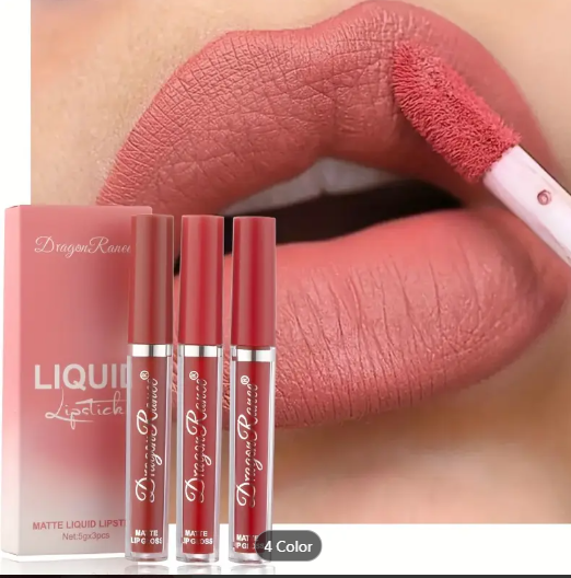 𝙏❶❽🌟Conjunto de 3 labiales líquidos DragonRanee, tinte labial mate de larga duración, antiadherente, resistente al agua, acabado aterciopelado