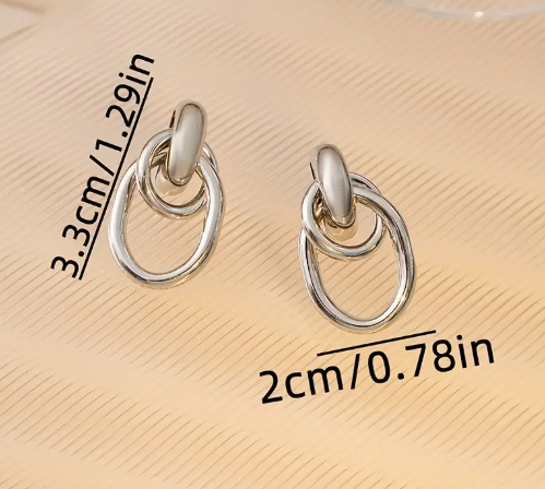 ❹❻🌹Pendientes colgantes geométricos de circulo elegantes de tono dorado