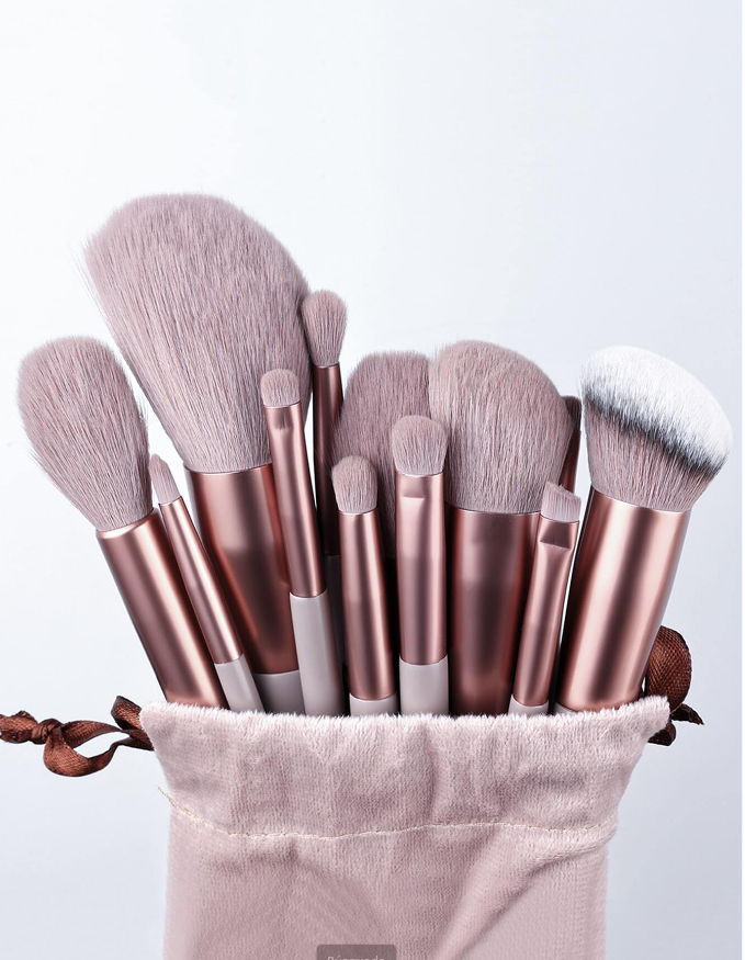 💚Conjunto De 13 Piezas De Brochas De Maquillaje Portátil, Incluye Brocha De Rubor, Brocha De Sombra De Ojos Y Otros Herramientas De Maquillaje Facial