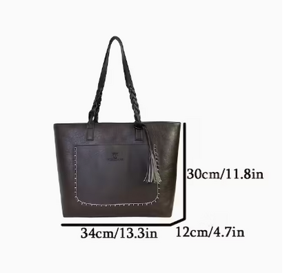 T❹❾💥Bolso elegante para mujer, estilo retro con borlas, gran capacidad