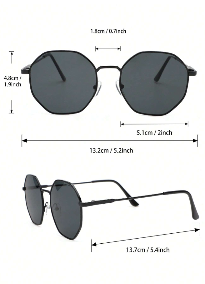 ❶❸🍁❾☘️🍒1 Pieza Gafas De Sol Negras De Moda Con Marco Geométrico Cuadrado De Metal Para Mujeres Fiesta De Viaje Accesorios De Ropa De Protección Uv