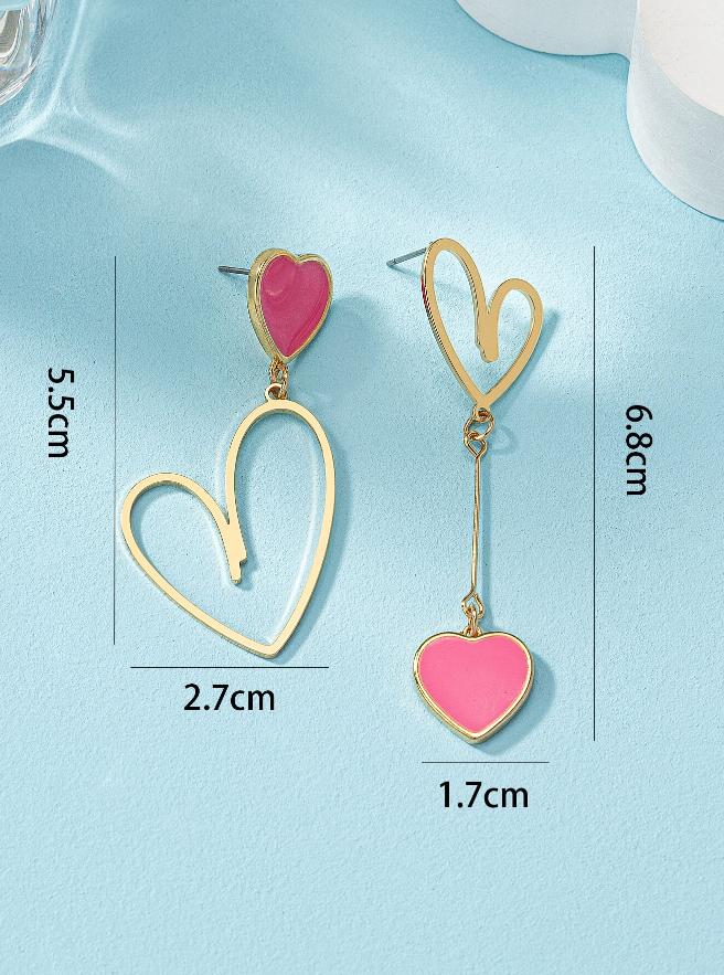 💚1 par de aros colgantes en forma de corazón dulces y a la moda hechos de metal, ideales para regalos de