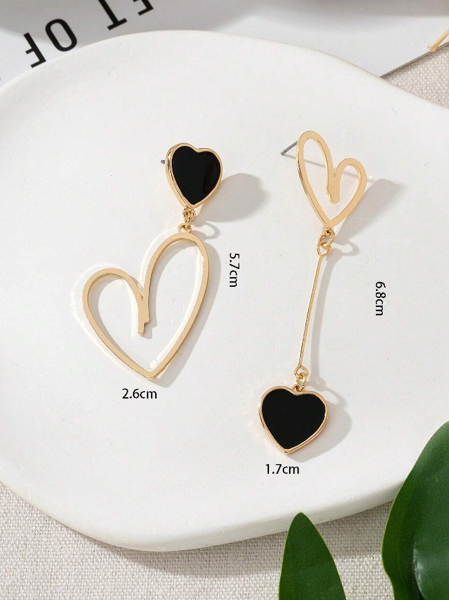 💚Un par de dulces y elegantes pendientes de aro con colgante en forma de corazón de metal como regalo de cumpleaños, aniversario o para una cita