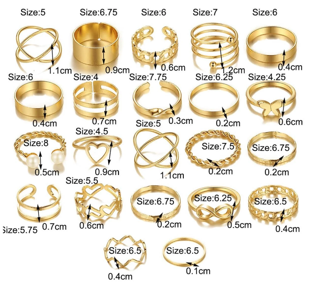 💚Conjunto de 22 anillos de mariposa huecos, diseño geométrico en espiral, anillo multiarticulado elegante de